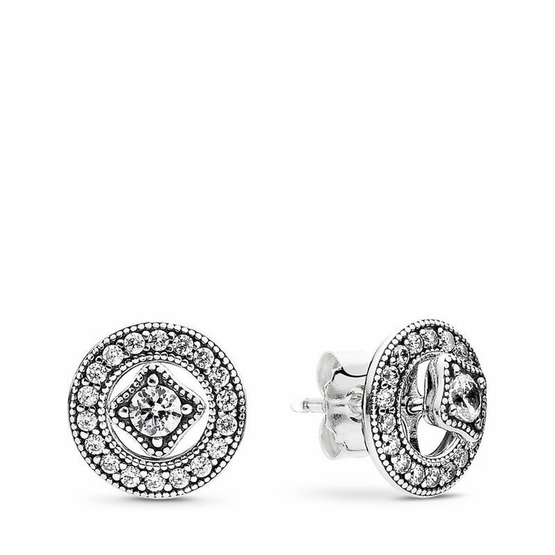 Pandora Vintage Allure Stud Earrings Ireland - Sterling Silver/Cubic Zirconia - 052946KRV